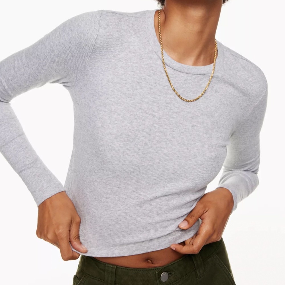 ARITZIA waffle knit Long sleeve XS Heather Chrome